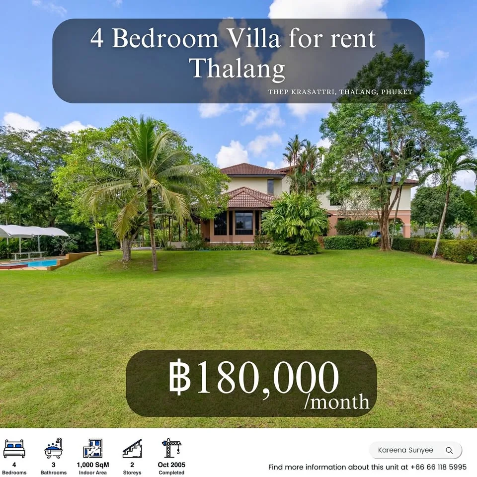 Geräumige 4-Schlafzimmer-Poolvilla zur Miete Nähe UWC Phuket