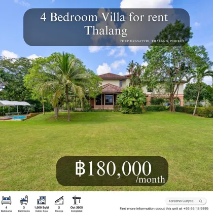 Spacious 4-Bedroom Pool Villa for Rent Near UWC Phuket