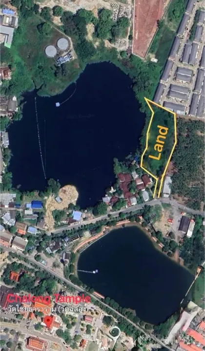 Terreno de 3.5 Rai en alquiler junto a lago escénico cerca de Wat Chalong