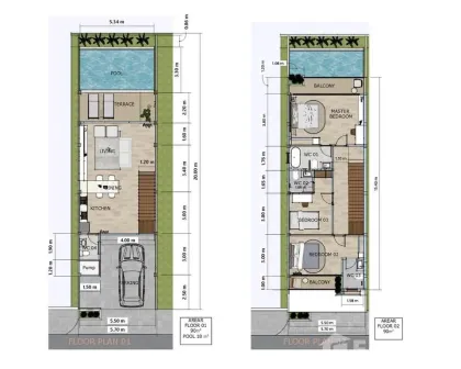 วิลล่าสระว่ายน้ำสมัยใหม่ 3 ห้องนอน 4 ห้องน้ำที่ศรีสรันต์