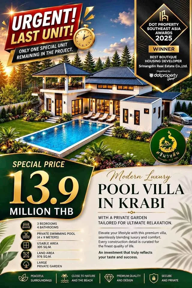 Villa de luxe 3 chambres avec piscine à Krabi