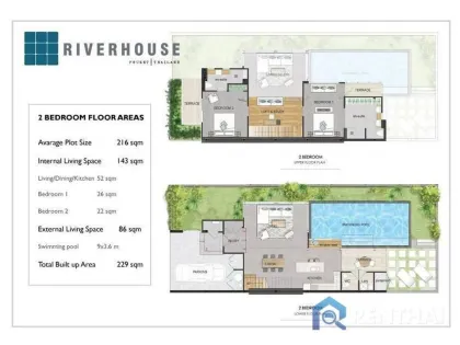 Вилла с 2 спальнями и 3 ванными и собственным бассейном в Riverhouse Phuket