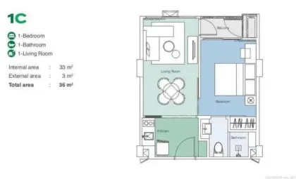 1-комнатная квартира в Skypark Celeste Laguna Пхукет