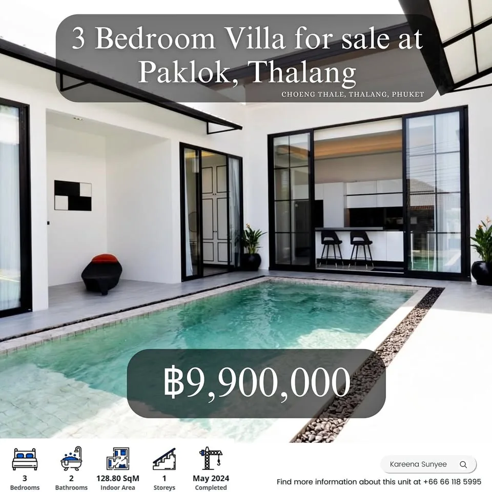 Modern 3-Bedroom Pool Villa for Sale in Paklok, Thalang