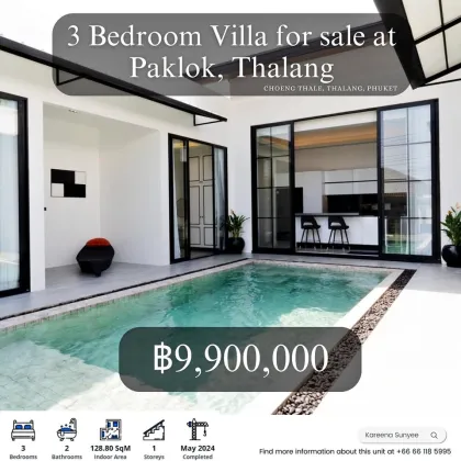 Moderne 3-Schlafzimmer-Poolvilla zum Verkauf in Paklok, Thalang