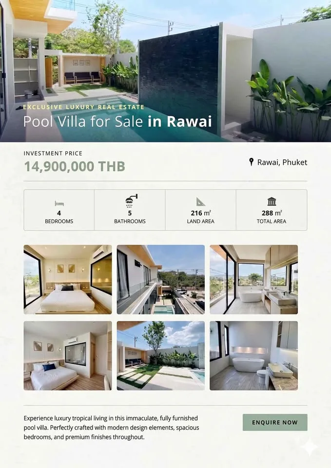 Luxuriöse 4-Zi. Villa mit 5 Bädern und Pool in Rawai