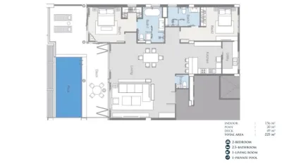 Элегантные апартаменты с 2 спальнями и личным бассейном в Angsana Beachfront