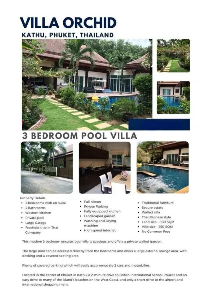 Villa con piscina de 3 habitaciones en Kathu, Phuket