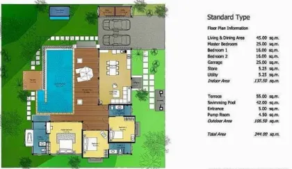 Villa con piscina de 3 habitaciones en Kathu, Phuket