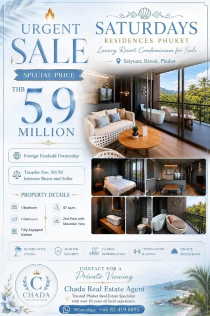Apartamento de lujo de 1 dormitorio en Saturdays Residences Phuket