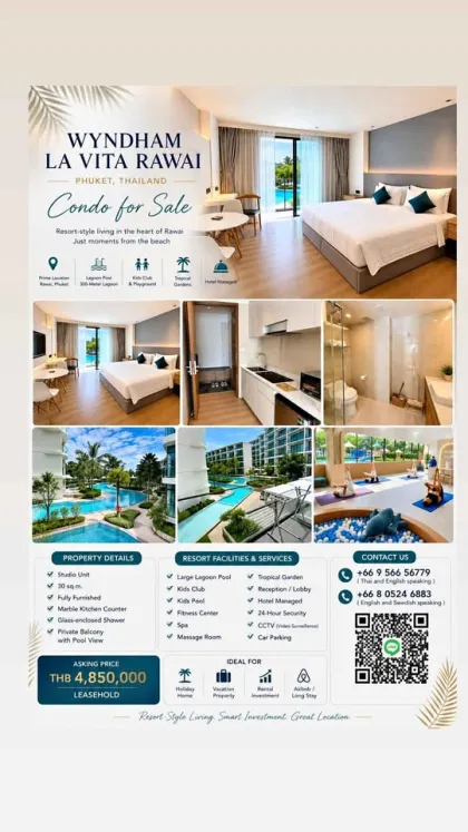 Estudio en Régimen de Arrendamiento en Wyndham La Vita Rawai, Phuket