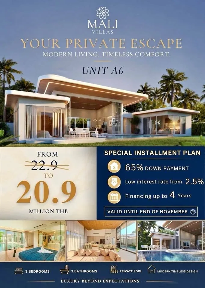 Luxury 3-Bedroom Smart Pool Villa at Mali Villas, Cherngtalay