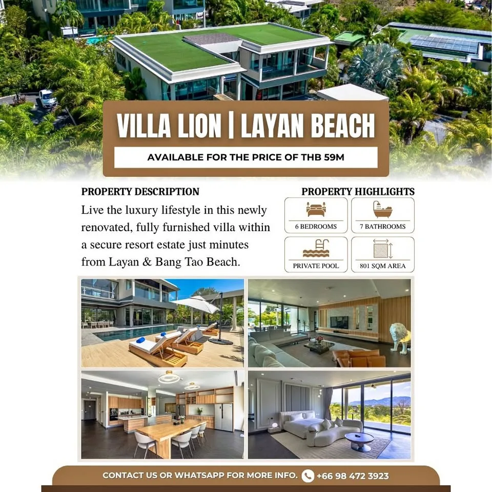Villa Lion: Villa de Lujo de 6 Habitaciones con Piscina en Playa Layan