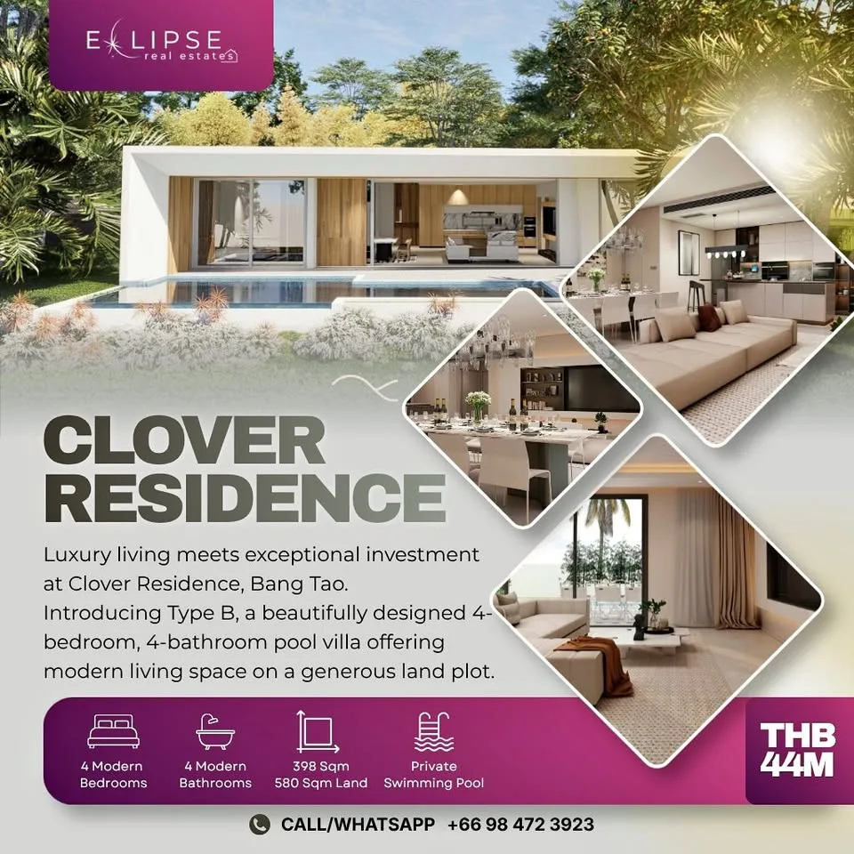 Luxuriöse 4-Schlafzimmer-Poolvilla in Clover Residence, Bang Tao