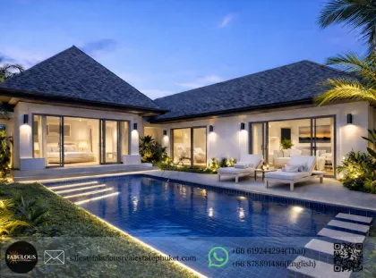 Villa de lujo con piscina de 3 habitaciones en comunidad boutique cerca de la Playa Mai Khao