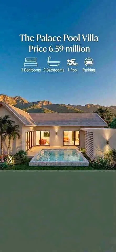 The Palace Pool Villa im nordischen Minimalstil, 3 Schlafzimmer, 2 Bäder