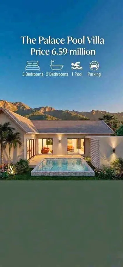 The Palace Pool Villa im nordischen Minimalstil, 3 Schlafzimmer, 2 Bäder