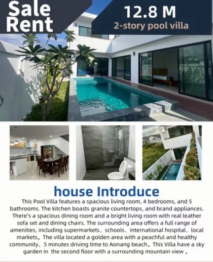 Villa moderna de 2 pisos con piscina privada cerca de la playa Ao Nang