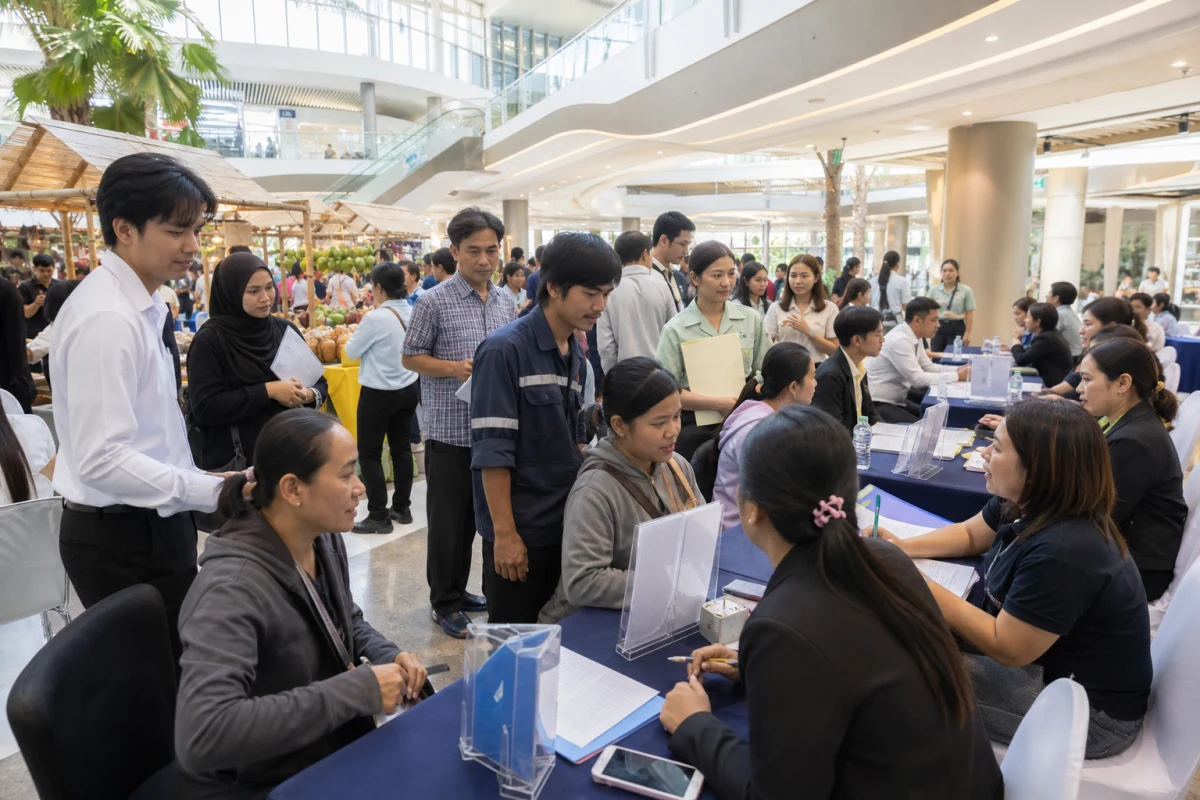 งานจ้างงานที่ฉลอง 2 วัน เปิดกว่า 1,000 ตำแหน่ง พร้อมฝึกอาชีพฟรีและตลาดชุมชน