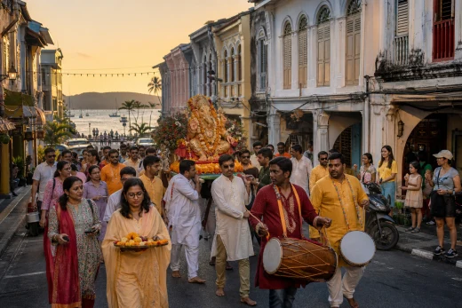 Ganesh Chaturthi in Rawai bringt Old Town und Strand zusammen